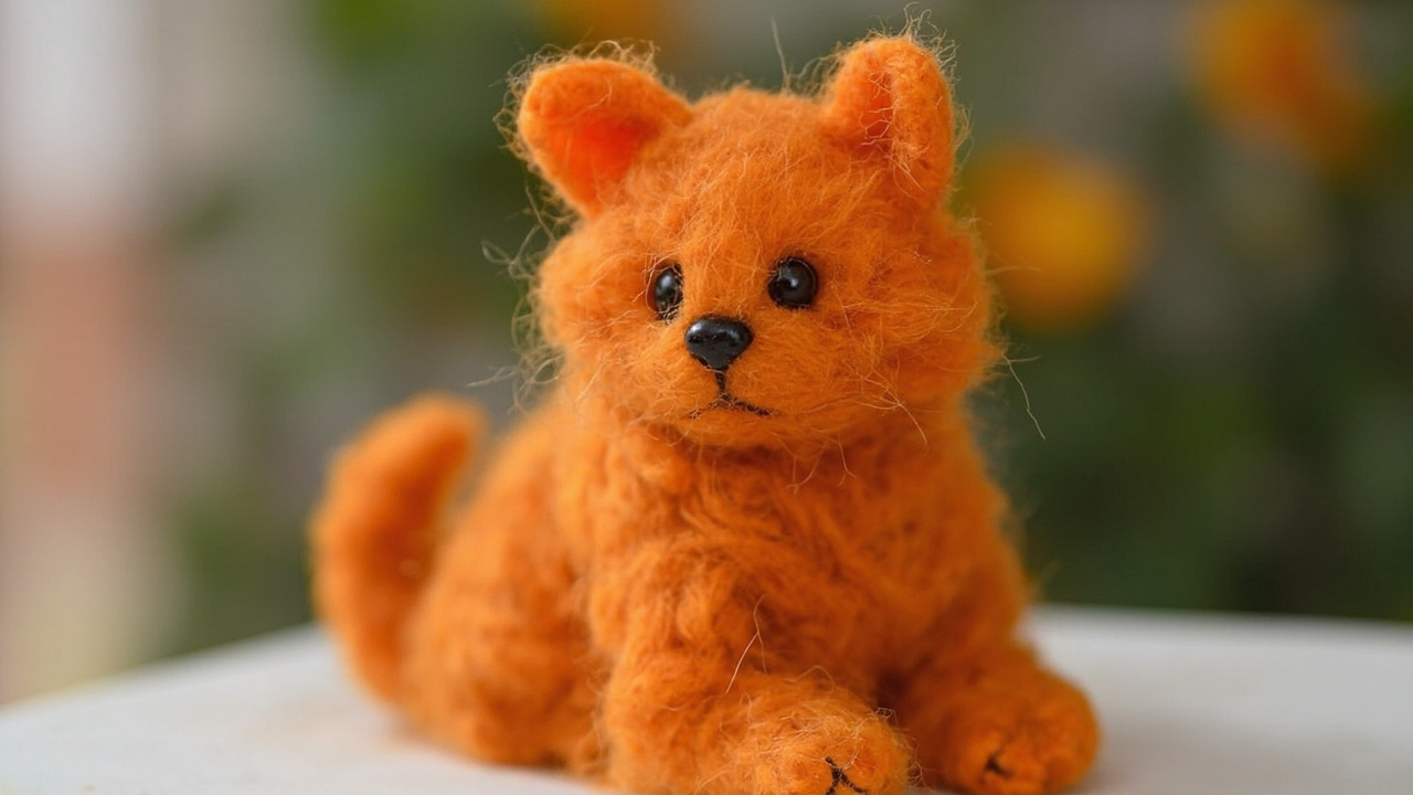 羊毛毡抽象橘猫成品展示